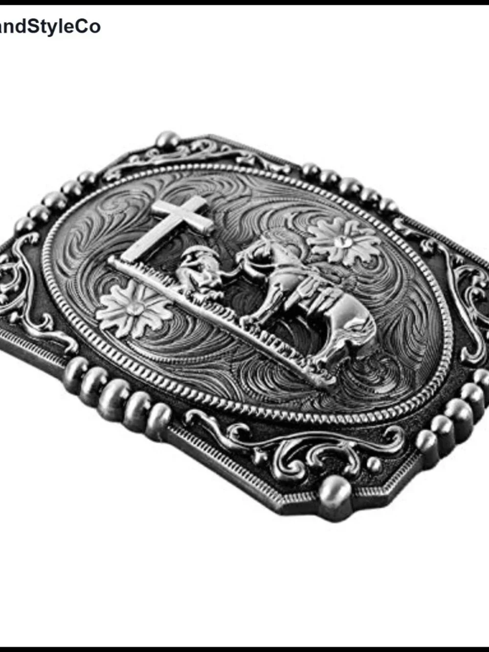 Western Cross Cowboy Kneeling Prayer Horse Belt Buckle - Zinc Alloy, Fits 1.5